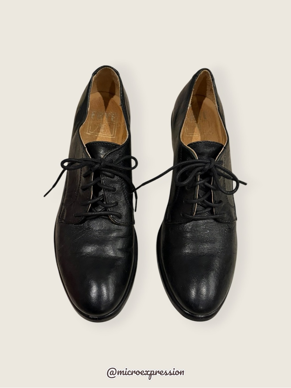 $349 Frye Carson Oxford Vintage Black Genuine Leather Lace Up Heeled Ankle Boot - Picture 8 of 15